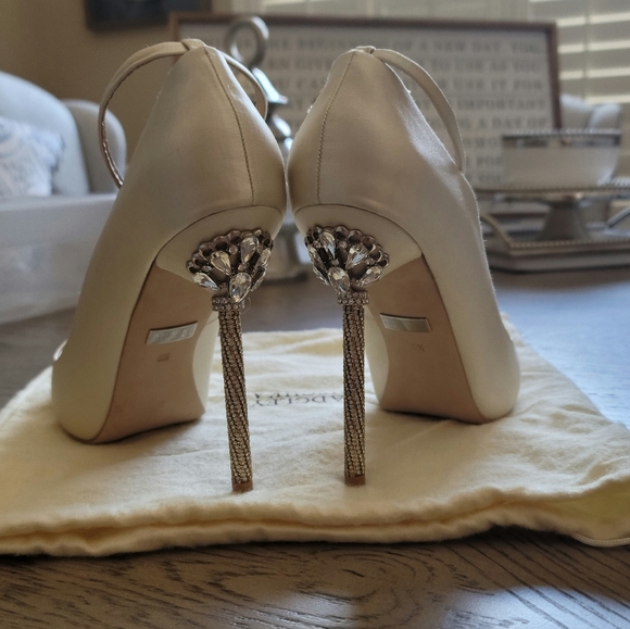 Badgley Mischka Rhinestone Peep Toe Heels - Picture 2 of 4